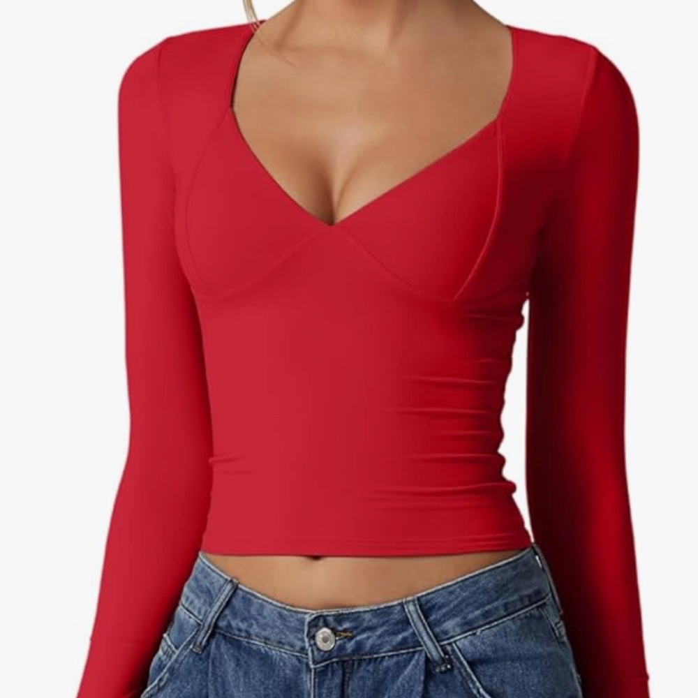 QUINSEN V-Neck Long Sleeve (Red)